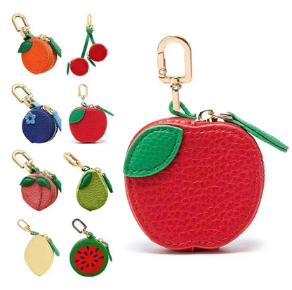 Fruit Coin Purse Cherry Blueberry Design Fruit Charm Coin Purse Cute PU Leather Pendant Keychain Earphone Bag Mini Storage Ba