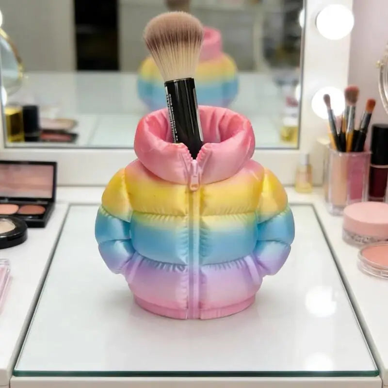 3D Puffer Jacket Shape Pen Holders,Cute Creative Stand-Up Storage Pen Pouch for Desk & Office