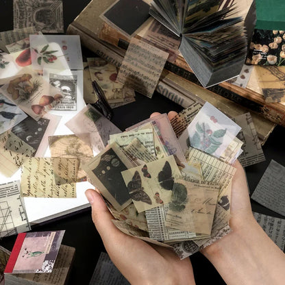 366pcs Scrapbook Paper Craft Vintage Scrapbooking Paper Art Junk Journal Supplies Deco Sticker Natural Collection Material Pa