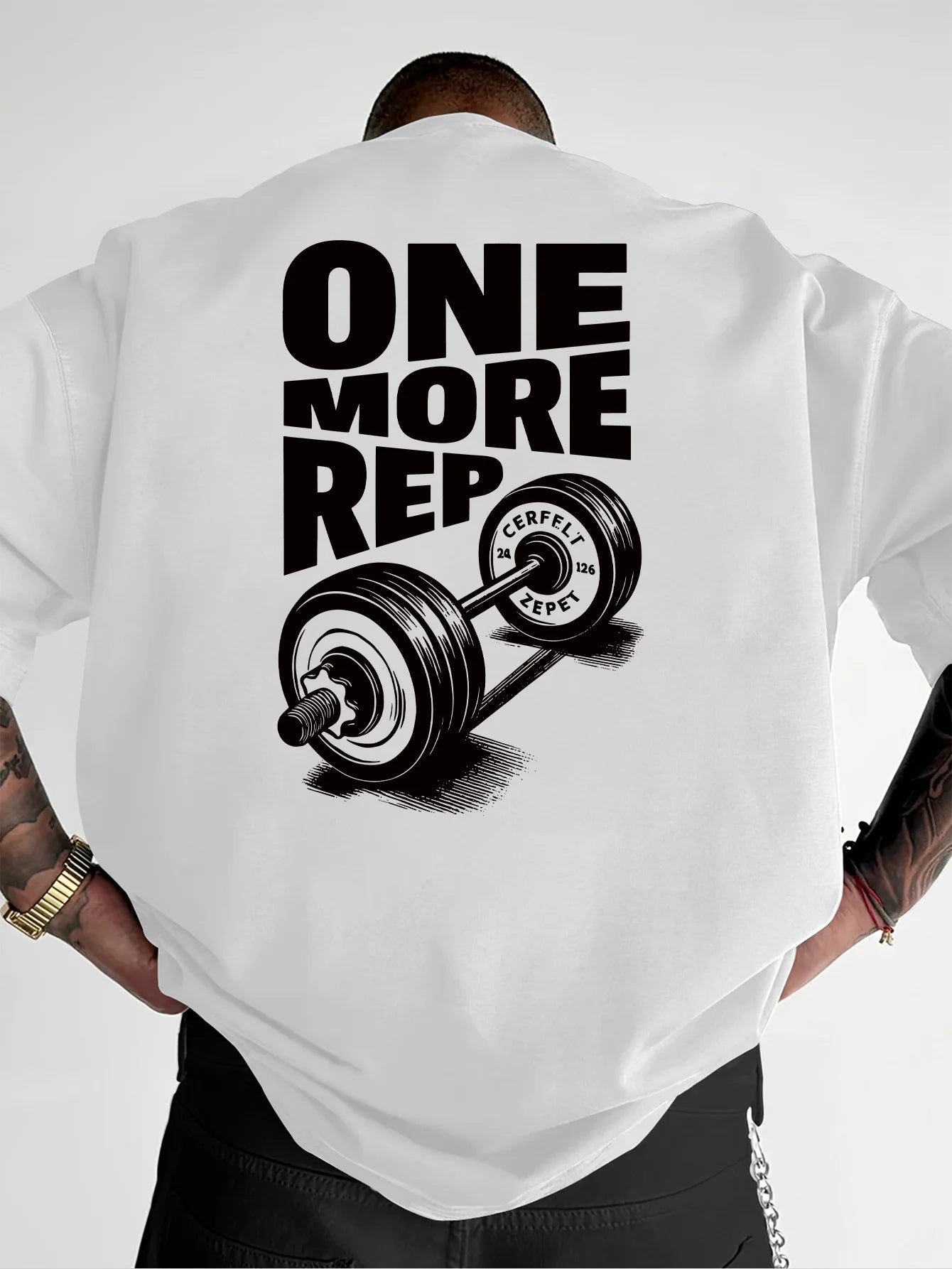 Men's T-Shirt Vintage Funny Gym Workout ONE MORE REP Weightlifting Women Streetwear Cotton Oversized Tees Short Sleeve Loose 