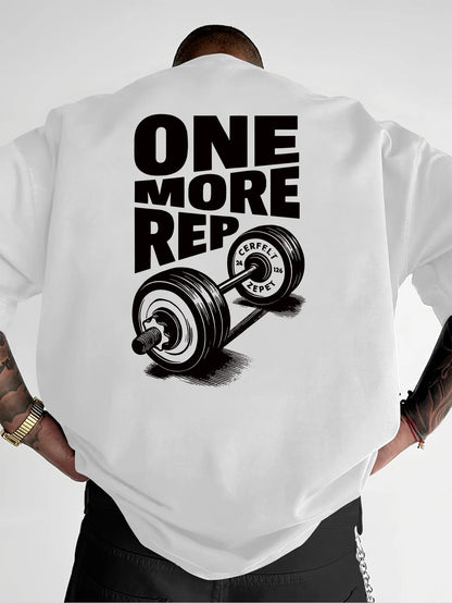 Men's T-Shirt Vintage Funny Gym Workout ONE MORE REP Weightlifting Women Streetwear Cotton Oversized Tees Short Sleeve Loose 