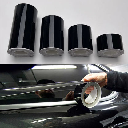 Car Stickers 3/5/7/10 cm Glossy Black Vinyl Wrap Stripe Adhesive Window Trim Film For Pillar Hood Roof Door