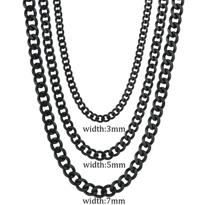 3/5/7mm Stainless Steel Cuban Link Chain Classic Punk Personality Jewelry Simple Fashion Hip-hop Couple Necklace for Men Wome