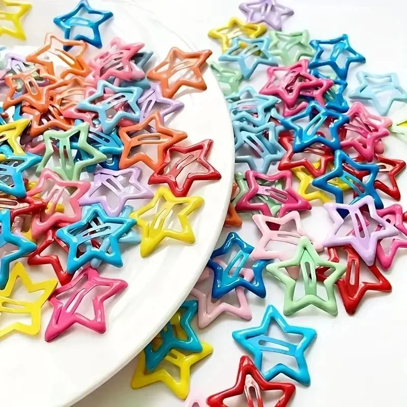 10/30/50pcs Colorful Star BB Hair Clips Girls Y2K Cute Star Barrettes Women Simple Metal Snap Clip Headdress Hair Jewelry Acc