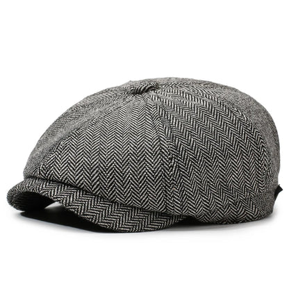 Unisex Casual Newsboy Hat for Travel, Shopping & Vacation - Retro Beret for Spring, Autumn & Winter - GRAY