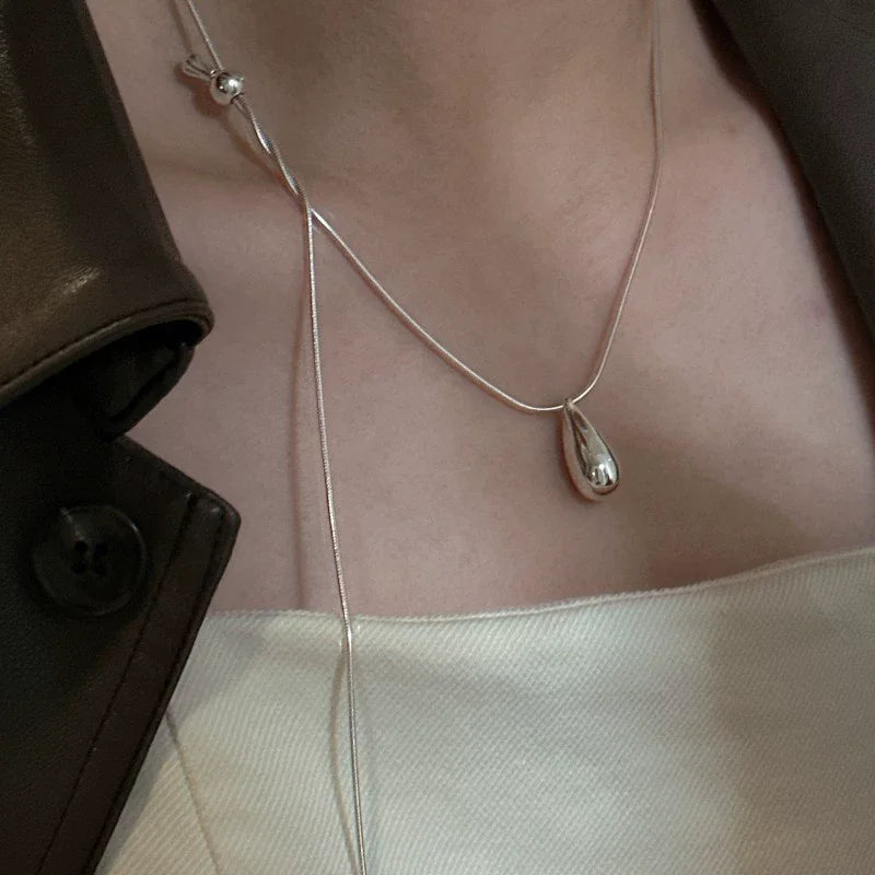 925 Sterling Silver Luxury Fashion Drop Necklace for Fall/Winter Sweater Chains Simple Versatile Pendant for Women Fine Jewel