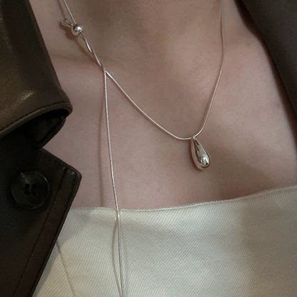 925 Sterling Silver Luxury Fashion Drop Necklace for Fall/Winter Sweater Chains Simple Versatile Pendant for Women Fine Jewel