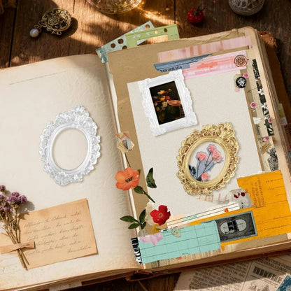 10/30PCS Mini Vintage Resin Picture Frame Small Picture Frames Antique Silver Gold Frames for Dollhouses Ornaments Wall Hangi