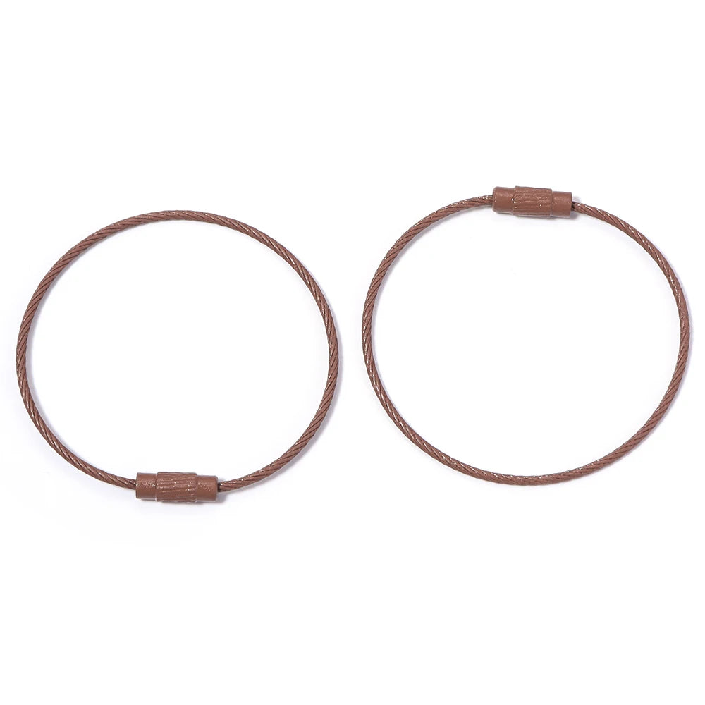 10pcs/lot Stainless Steel Wire Keychains Colorful Round Cable Loop Screw Lock Rope Rings For DIY Keyrings Key Chains Accessor