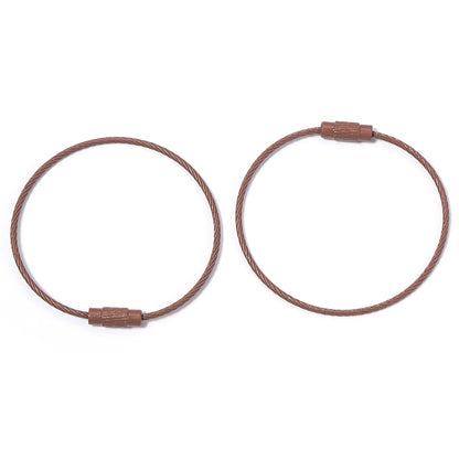 10pcs/lot Stainless Steel Wire Keychains Colorful Round Cable Loop Screw Lock Rope Rings For DIY Keyrings Key Chains Accessor