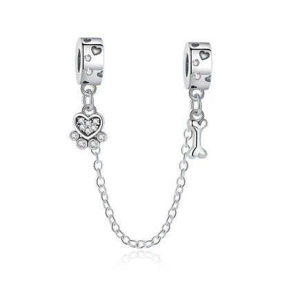 Original 925 Sterling Silver Charms Love Pets Dog Cat Paw Print Pendant Beads Fit Brand Bracelets Necklaces Women DIY Jewelry