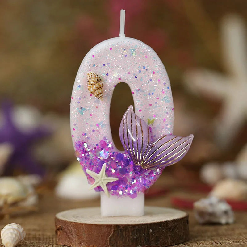 Mermaid Tail Birthday Candles with Starfish, Number Candles, Creative Cake Decorations for Birthday Party, DIY Party Decorati