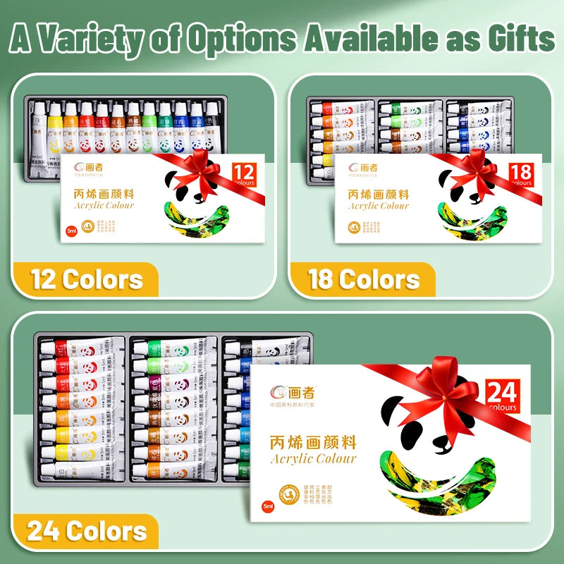 Acrylic Paint Set 12/18/24 Colors 5ml/0.17oz,Water-Proof Portable Art Rich Pigments for DlY Craft,Drawing,Painting,Canvas, Ro