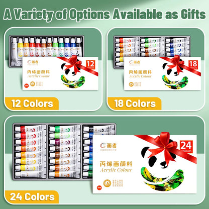 Acrylic Paint Set 12/18/24 Colors 5ml/0.17oz,Water-Proof Portable Art Rich Pigments for DlY Craft,Drawing,Painting,Canvas, Ro