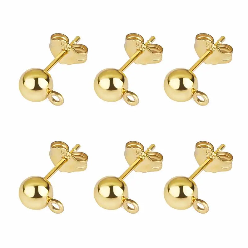 50pcs/lot 925 Silver Plated Blank Post Earring Studs Base Pin With Earring Plug Findings Ear Back DIY Jewelry Making Accessor