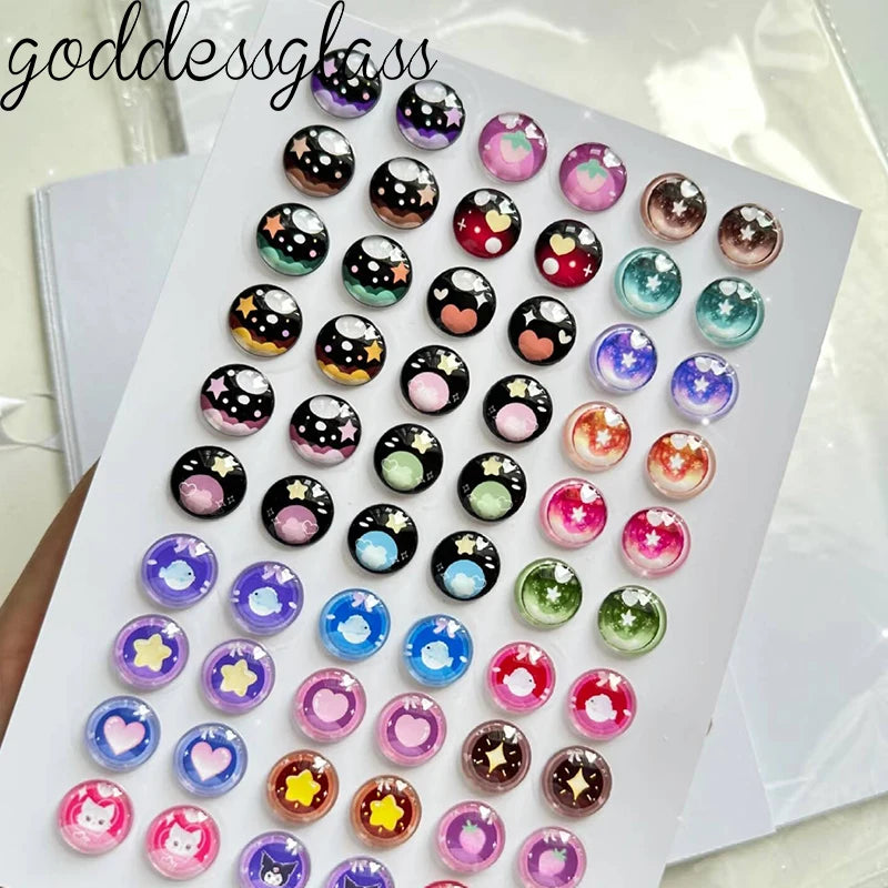 Glass Cartoon Doll Round Eyes Heart Pupil Lovely 10pcs 12mm/18mm/20mm/25mm Round Cabochon Flat Back Making Findings Jewelry