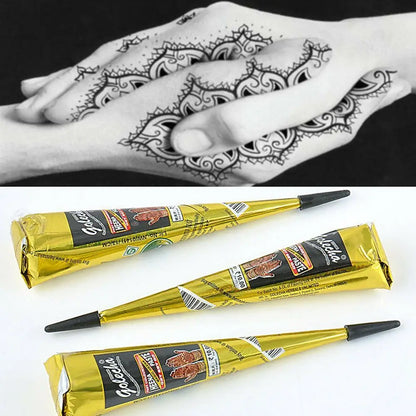 3 colors Natural Herbal Henna Cones Temporary Tattoo Body Art Paint Mehandi Ink - black