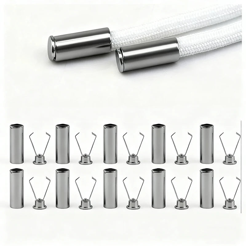 10pcs Heavy Duty Cord Locks Adjustable Metal Clips Secure Fastening for Shoelaces Bags Hoodies DIY Crafts Organizing Cables
