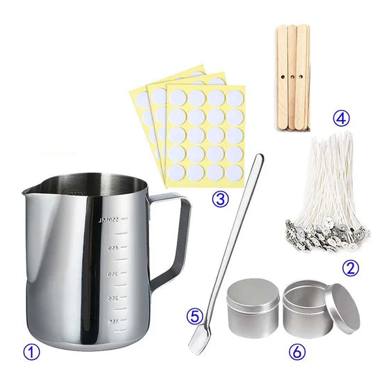 Candle Making Supplies Kit DIY Candle Wax Melting Tools Handmade Aromatherapy Jars Mould Wicks Sticker DIY Candle Making Tool
