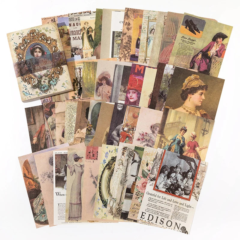 100 pcs Vintage material Diary Album background paper DIY decoration colored paper Scrapbooking Junk Journal Stationery Suppl