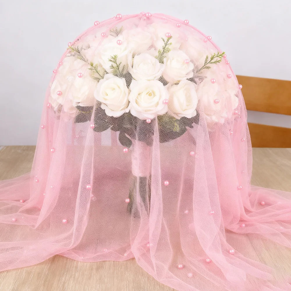 An elegant 6.56-foot six-color pearl table runner, perfect for wedding parties and events, and an ideal Christmas decoration.