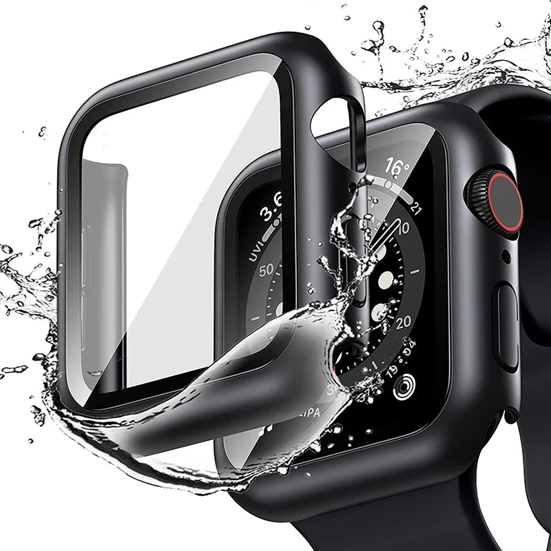 Tempered Glass+cover For Apple Watch Accessories 45mm 41mm 44mm 40mm 42mm Screen Protector Apple watch Case serie 9 4 5 6 SE 