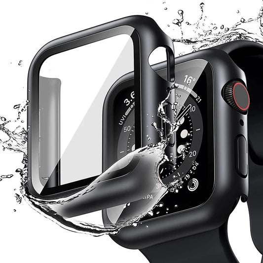 Tempered Glass+cover For Apple Watch Accessories 45mm 41mm 44mm 40mm 42mm Screen Protector Apple watch Case serie 9 4 5 6 SE 