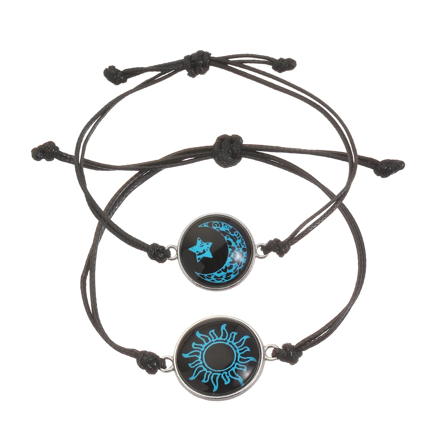 Romantic Luminous Sun Moon Couple Bracelets for Women Men Handmade Braided Rope Matching Bracelet Charms Lover Jewelry Gifts 