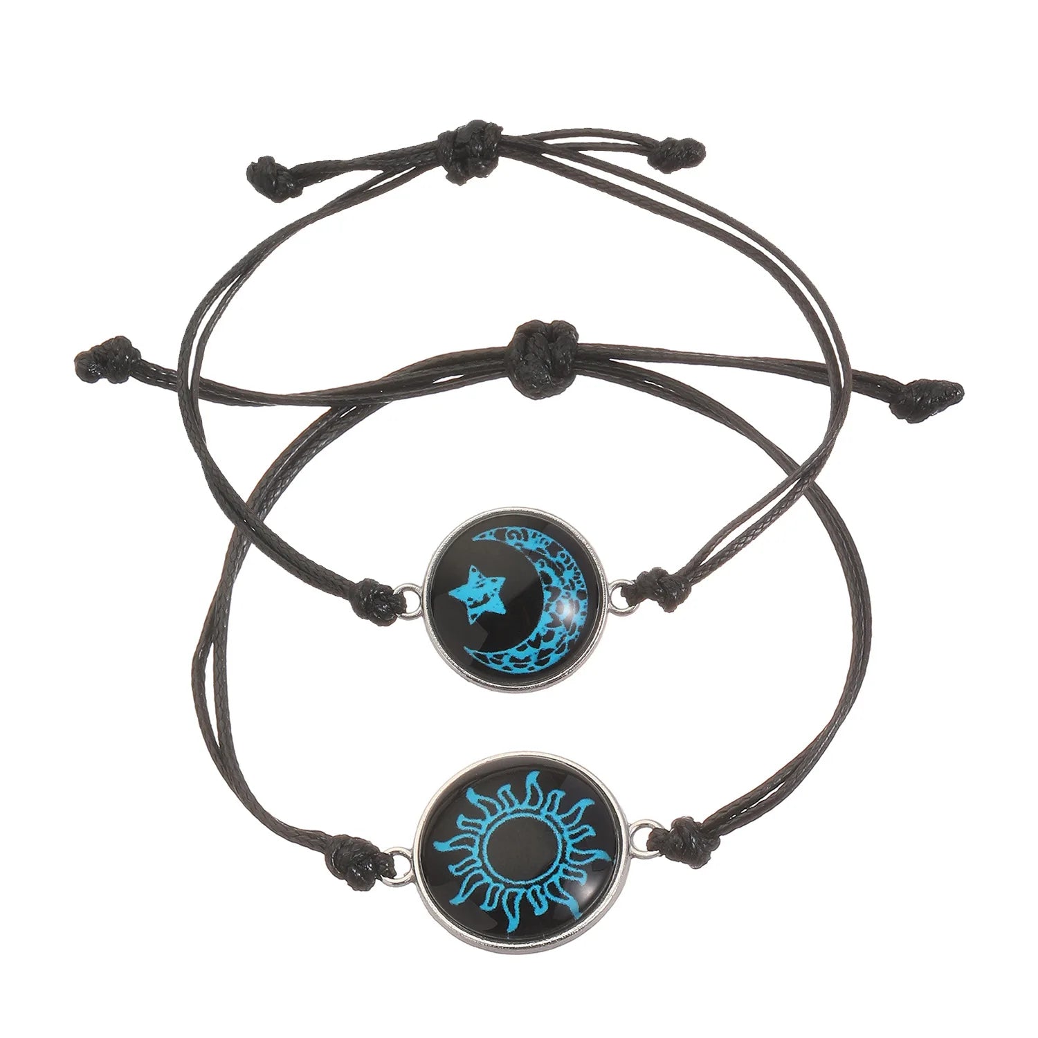 Romantic Luminous Sun Moon Couple Bracelets for Women Men Handmade Braided Rope Matching Bracelet Charms Lover Jewelry Gifts 