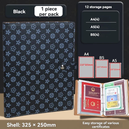 1PC Household ID Storage Book A4 Thickened Pattern ID Storage Bag Cat Eye Buckle Card Bag Storage Book Document Storage Book