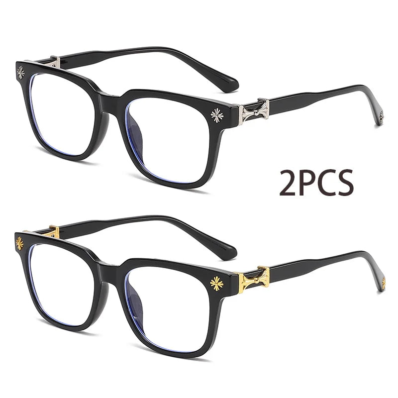Classic 3Pcs Square Anti Blue Light Glasses And Women Black & Transparent Frame - BLK 2