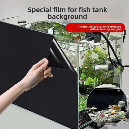 Black Aquarium Background Static Cling Fish Tank Backdrop PVC Film Shading Blackout Wallpaper Removable No Glue Waterproof De