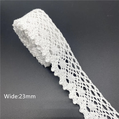10mm-50mm 2yards White 100%Cotton Lace Ribbon For Apparel Sewing Fabric Trim Cotton Crocheted Lace Ribbon Handmade Accessorie