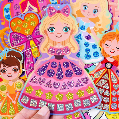 Holographic Mosaic Princess Mermaid Art Set DIY Craft Kit Foil Stickers For Birthday Gift For Travel Gift DIY Decor