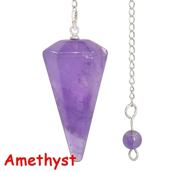 Natural Stone Quartz Agates Pendant Reiki Healing Cone Amethyst Charm Pendulum Pendants For Divination Dowsing Reiki Crystals