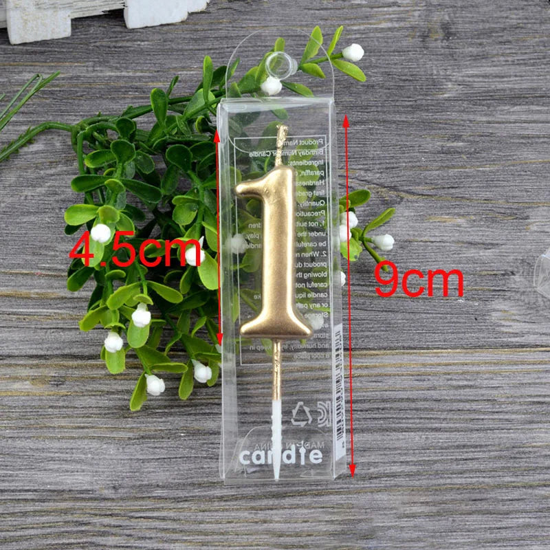 1Pcs Gold Happy Birthday Number Cake Candles 0 1 2 3 4 5 6 7 8 9 Cake Topper Kids Girls Boys Bar Baby Party Supplies Decorati