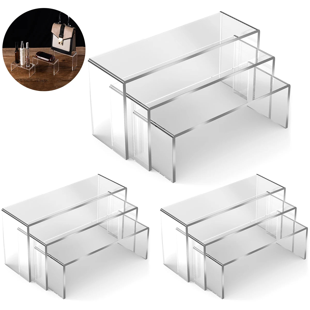 3/6/9Pcs Acrylic Display Stand Blind Box Storage Shelf U Shape Lightweight Cupcake Holder Dessert Display Jewelry Display Ris
