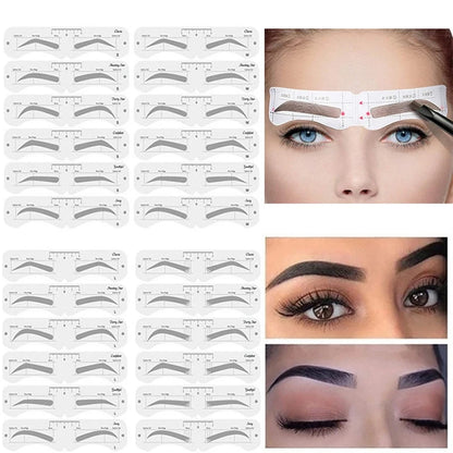 Reusable Eyebrow Stencil Set Soft Ruler Brow Definer Eye Brow Drawing Guide Styling Shaping Grooming Template Card Makeup Too