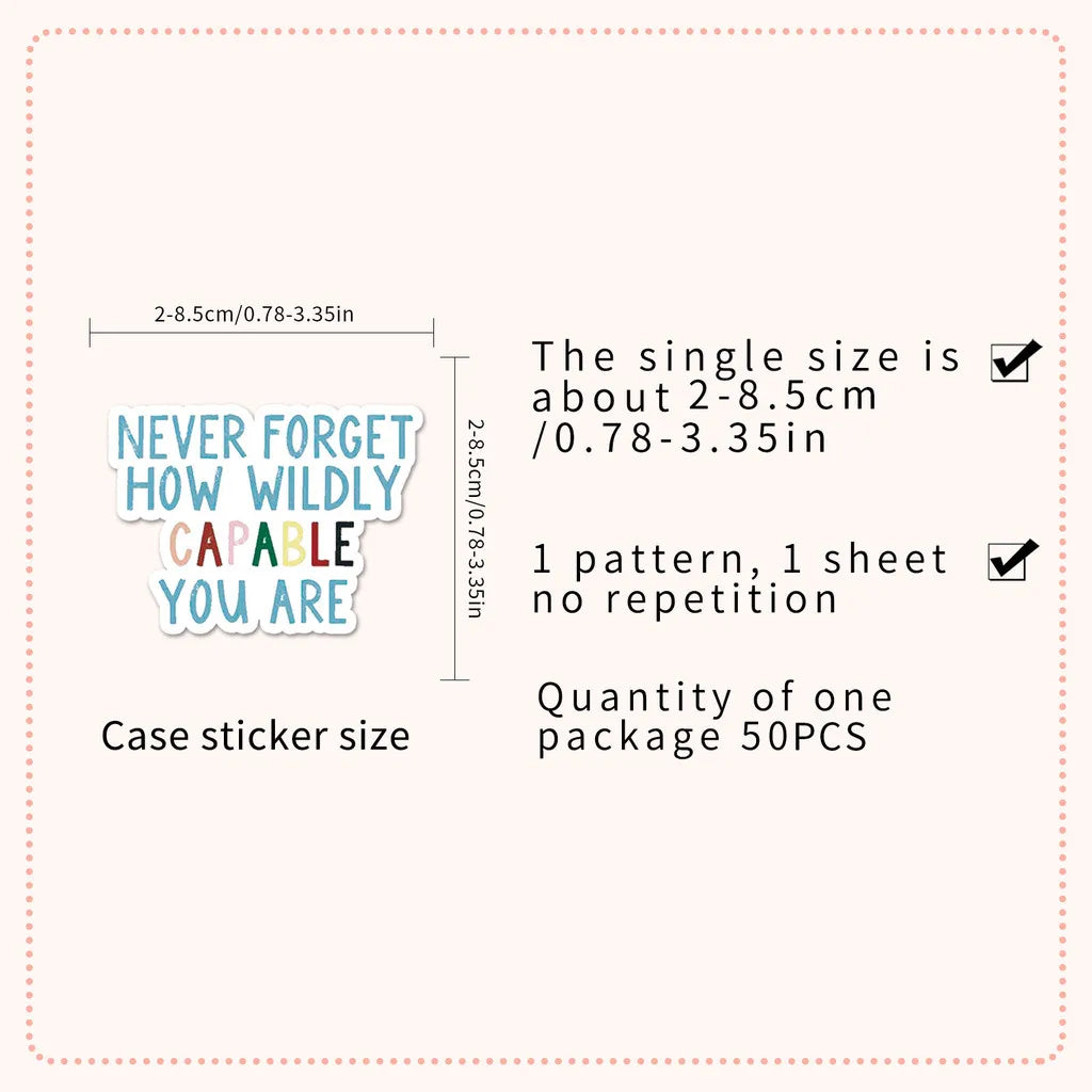 50 Pcs Mental Health Journal Stickers - Inspirational Creative English Text Graffiti, Waterproof RecordingYourLife Store