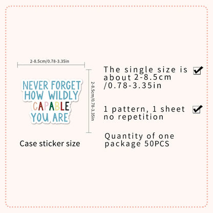 50 Pcs Mental Health Journal Stickers - Inspirational Creative English Text Graffiti, Waterproof RecordingYourLife Store