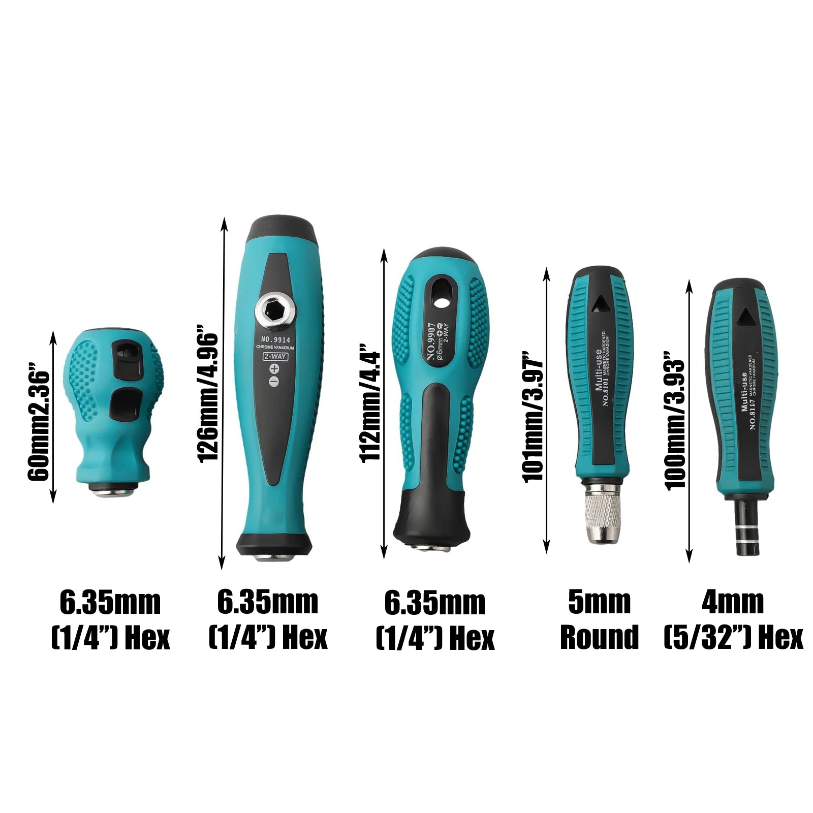 1PCS 6.35mm 4mm Hex 5mm Round Adapter Screwdriver Handle Screwdriver Bit Hand Shank Holder Multi Purpose Screwdriver Bit Hand