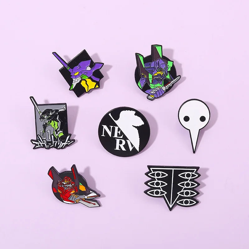 Neon Genesis Evangelion EVA 01 02 Enamel Pins Collect Nerv The Mecha Battle Logo Cartoon Brooch Backpack Collar Lapel Badges
