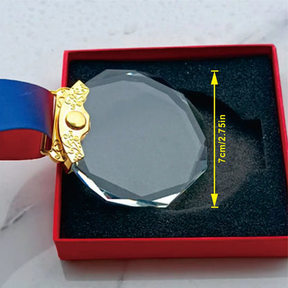 1st 2nd 3rd Place Crystal Trophy - Champion, Runner-Up & Bronze Award Pendants for Sports, Competitions, Ceremonies