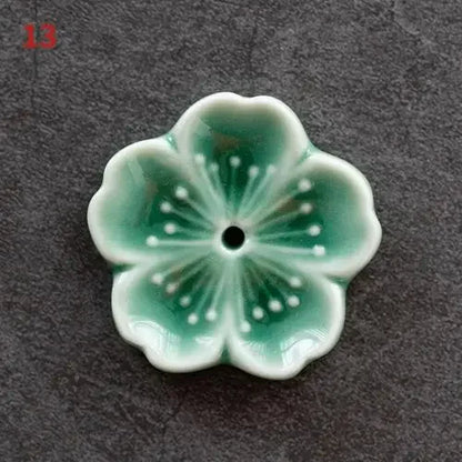 Cherry Blossom Incense Burner Home Ceramic Decor Stick Holder Aromatherapy Censer Office Teahouse Ornament - 13