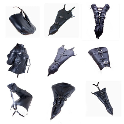 BDSM Strait Jacket / Armbinder,Leather Deluxe Arm Binder Restraint,Behind Back Bondage Gloves,Sex Toys For Couples