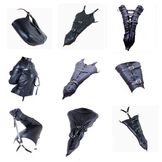 BDSM Strait Jacket / Armbinder,Leather Deluxe Arm Binder Restraint,Behind Back Bondage Gloves,Sex Toys For Couples