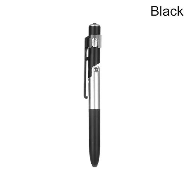 4 In 1 Multifunction Ballpoint Pen with LED Light Fold Phone Holder Night Read Writing Pencil Office School Student Stationer