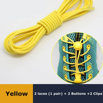 1Pair Shoelaces for Sneaker Elastic No Tie Shoe Laces Stretching Lock Lazy Laces Quick Rubber Shoelace Round Shoestrings - YE