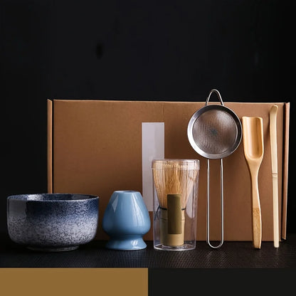 6PCS/Set Japanese-style Matcha Bowl , Spoon, Tea Whisk, Sieve Mesh, Perfect Gift For Ceremony, Traditional Decoration - Kiln 