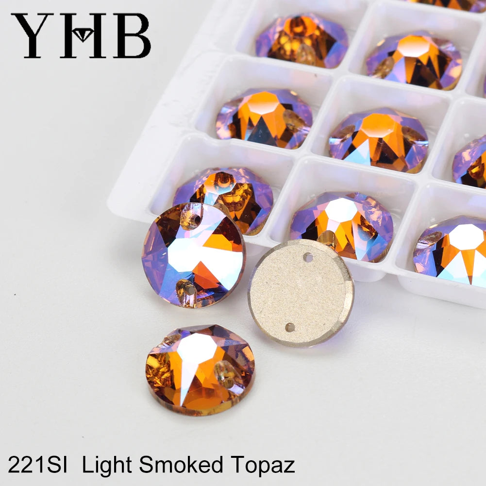 YHB Top Quality XIRIUS Glass Crystal AB Moonlight Sewing Stones Flatback Sew on Rhinestones For Garment Clothes Bags